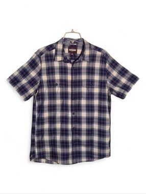 Alesbury Men's Plaid Button-Down 100% Cotton Casual Classic Short-Sleeve Size L